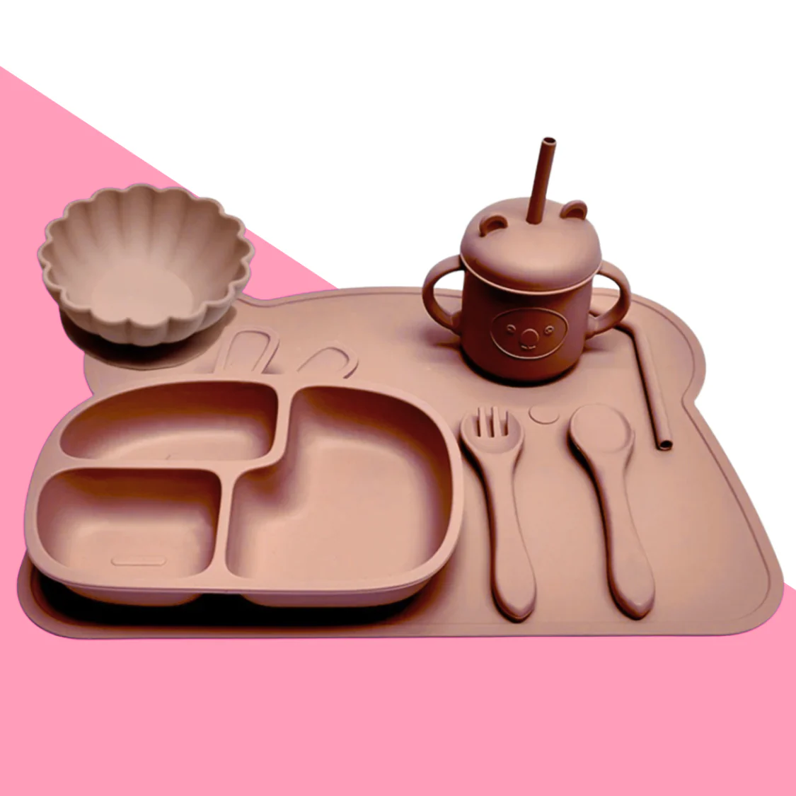 EasyBite Barnmatsset – Sugkopstallrik & Bestick för Självständig Matning utan Spill - Bild 3