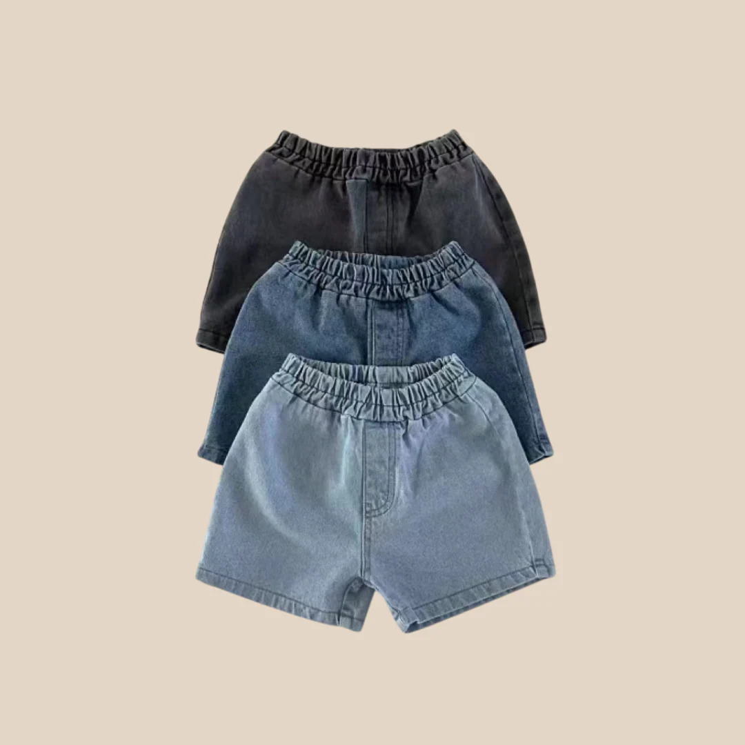 Korta byxor – DenimPlay Unisex, Svart/Blå/Ljusblå, Bomull, Storlek 0–3 år