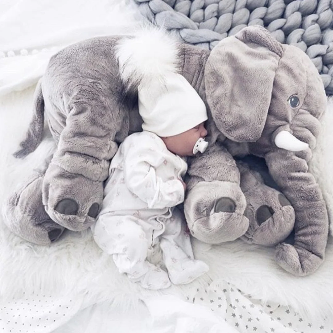 Mjuk plysch elefantgosedjur – Perfekt som babykompis och sovkudde - Bild 3