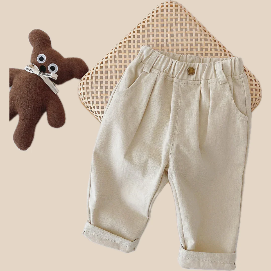 Casualbyxor med resår i midjan - Comfort Boys, Beige/Brun, Storlek 1-5 år