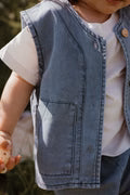 Ärmlöst Baby Denim Set – Sommar Koordinerat Set för Småbarn (0–4 år) | Mjukt & Andningsbart Bomull - Bild 5