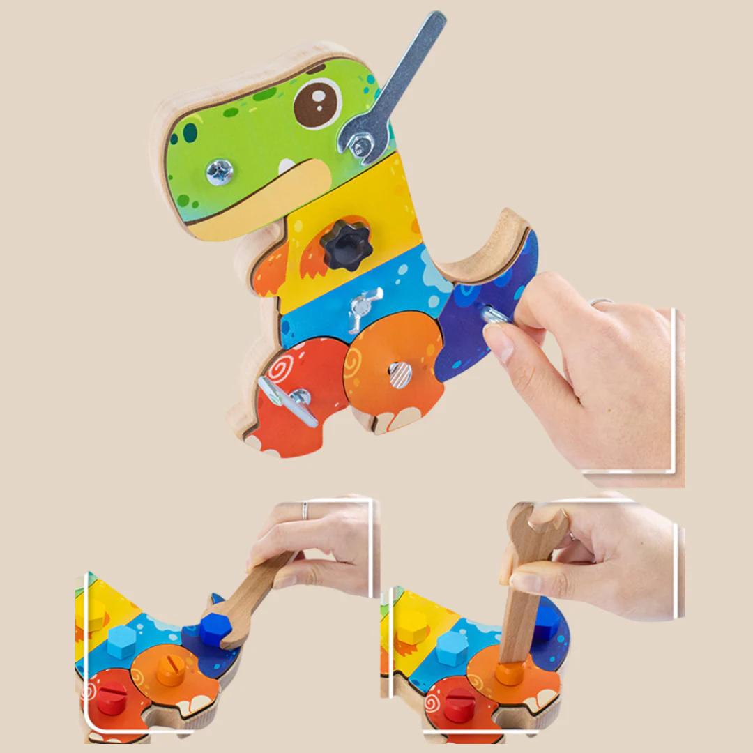 Träbaserad 3D Dino Byggsats – Pedagogiskt STEM-leksak, Bygg & Lek, Motorisk Utveckling, från 2 År - Bild 2