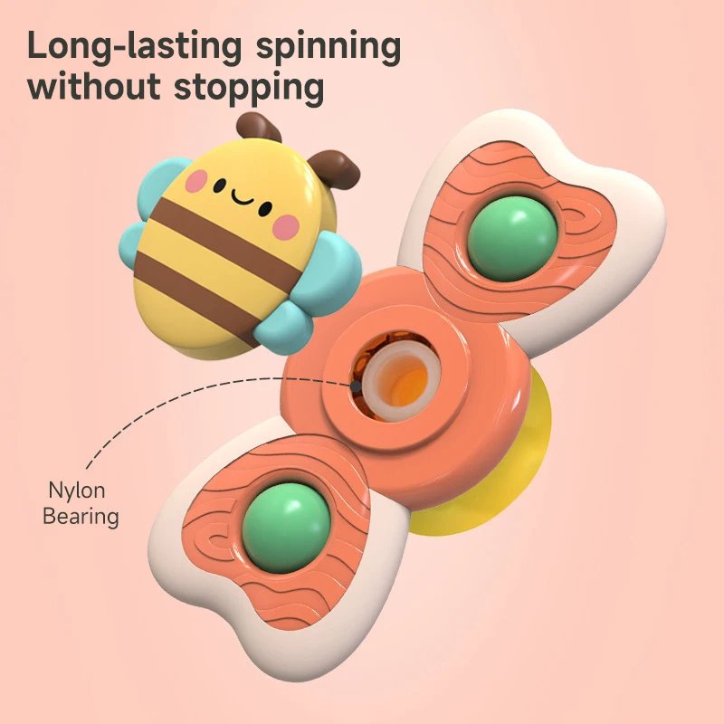 3-Pack – Fidget Spinner med Sugkopp för Barn – Snurrande Leksak - Bild 3
