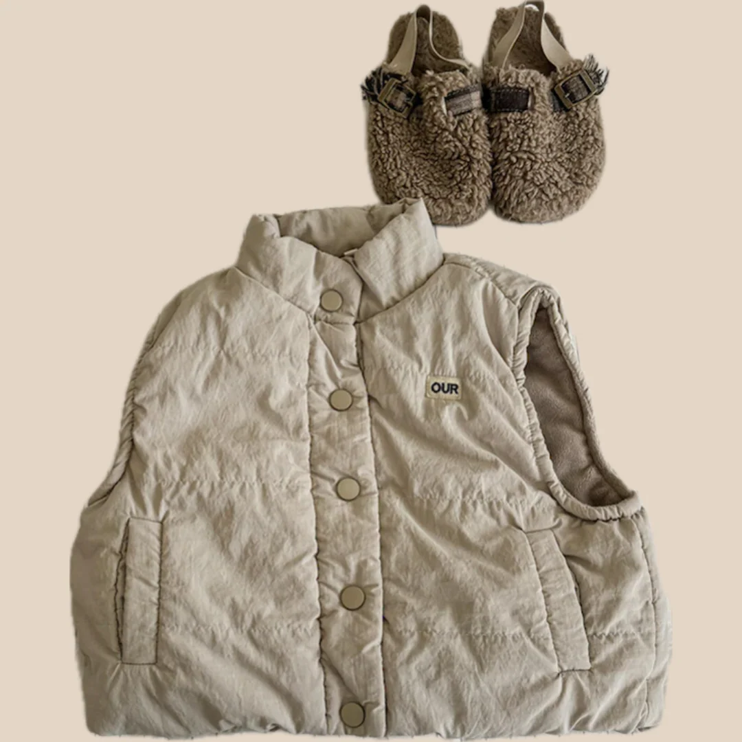 Bodywarmer – Little Voyager Unisex, Blå/Beige, Bomull, Storlek 0–6 år - Bild 3