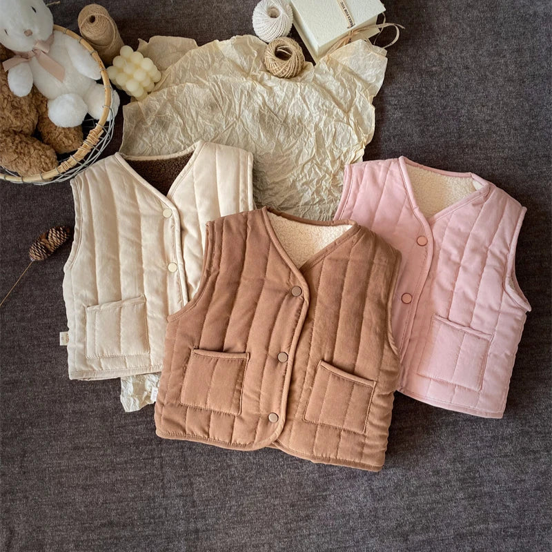Väst med Ull – Gaborone Unisex, Rosa/Brun/Beige, Bomull, Storlek 0–6 år - Bild 4