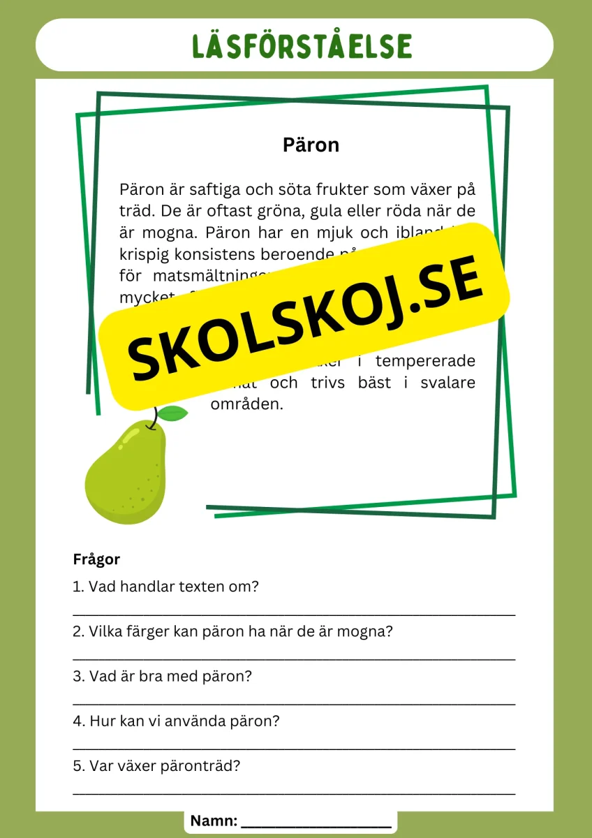 Läsförståelse - Frukter - Bild 6