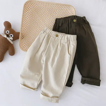 Casualbyxor med resår i midjan - Comfort Boys, Beige/Brun, Storlek 1-5 år - Bild 3