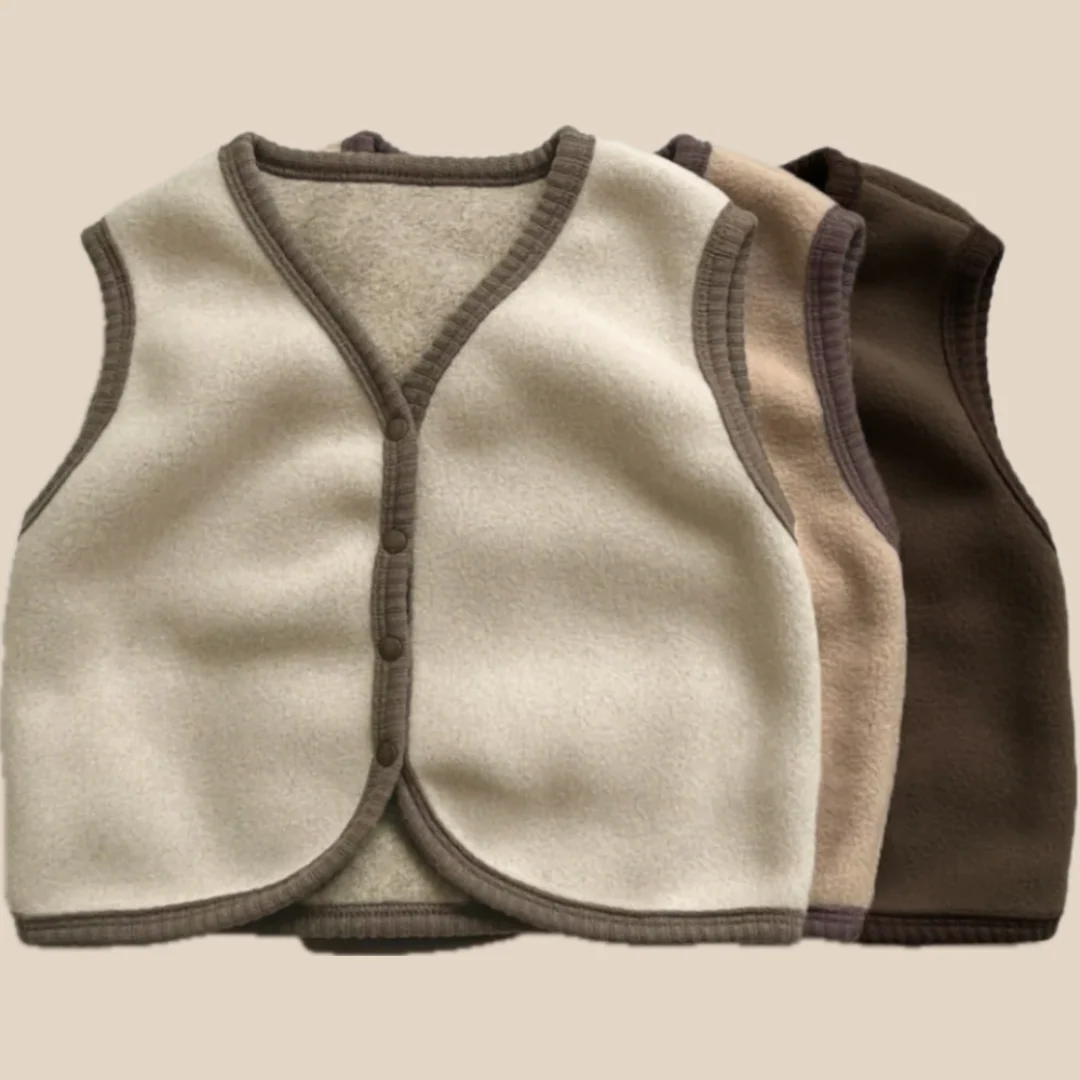 Väst med Fleece – Little Snug, Baby Unisex, Brun/Beige, Bomull, Storlek 0–2 år
