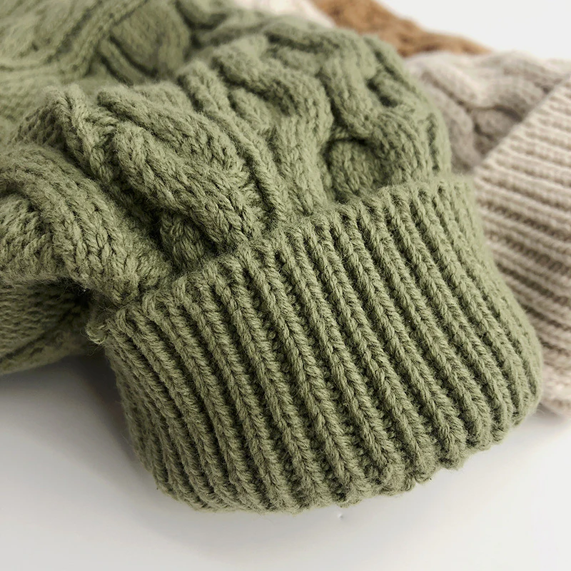 Stickad Tröja med Flätmönster – Pyong Unisex, Brun/Grön/Beige, Bomull, Storlek 0–6 år - Bild 7