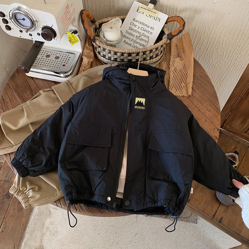 Vindjacka med huva – Lilo Unisex, Svart/Lila, Polyester, Storlek 0–6 år - Bild 3
