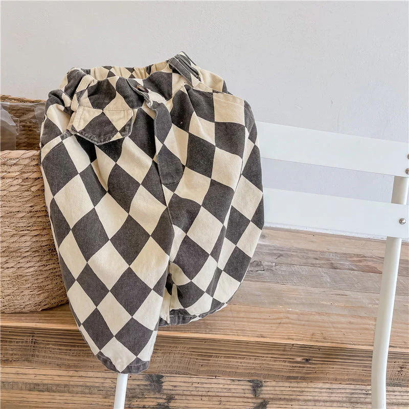 Rutig Byxa – Checkmate Unisex, Svart/Brun, Bomull, Storlek 0–6 År - Bild 5