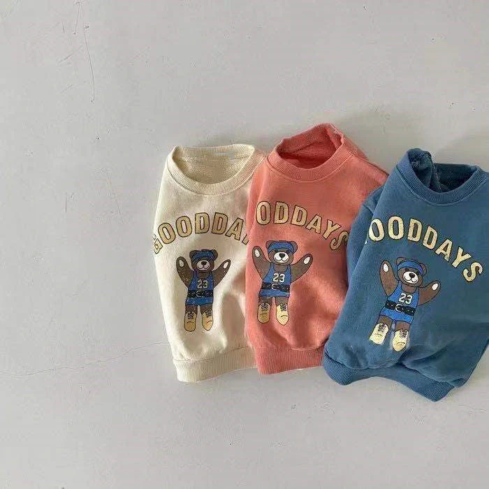 Tröja med björntryck – GoodDays Unisex, Blå/Orange/Vit, Bomull, Storlek 0–2 år - Bild 4