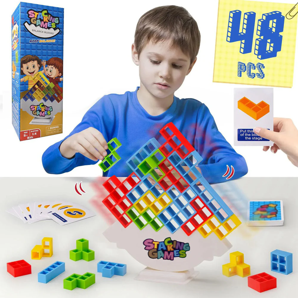 Montessori Balans Tetris Torn – Pedagogiskt Balansspel, BPA-Fritt, 3+ År - Bild 5