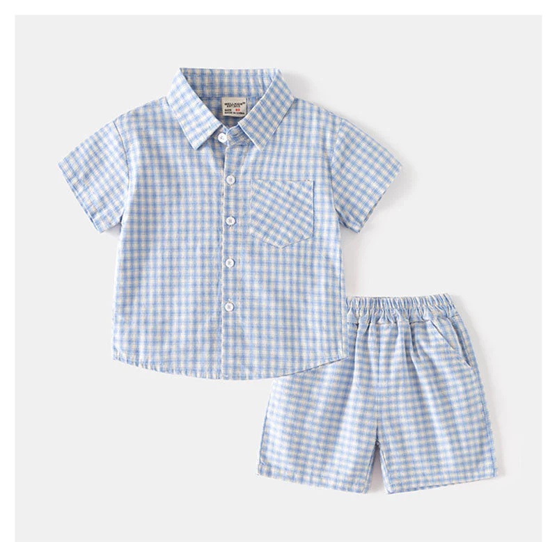 Noan Set Barn – Sommaroutfit 1–6 år – T-shirt & Shorts – Unisex – Mjuk bomull – Bekväm & trendig – Blå - Bild 3