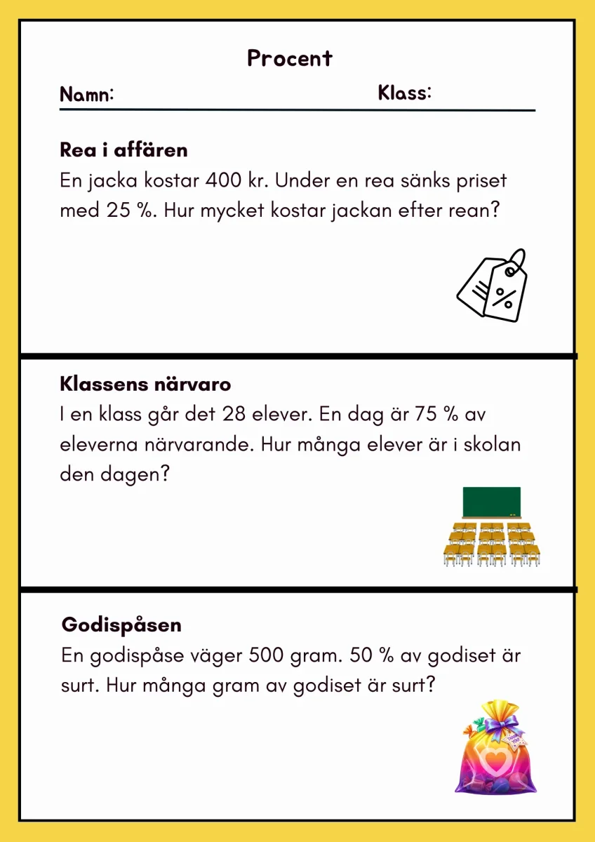 Procent - Häfte - Övningsuppgifter - Bild 2