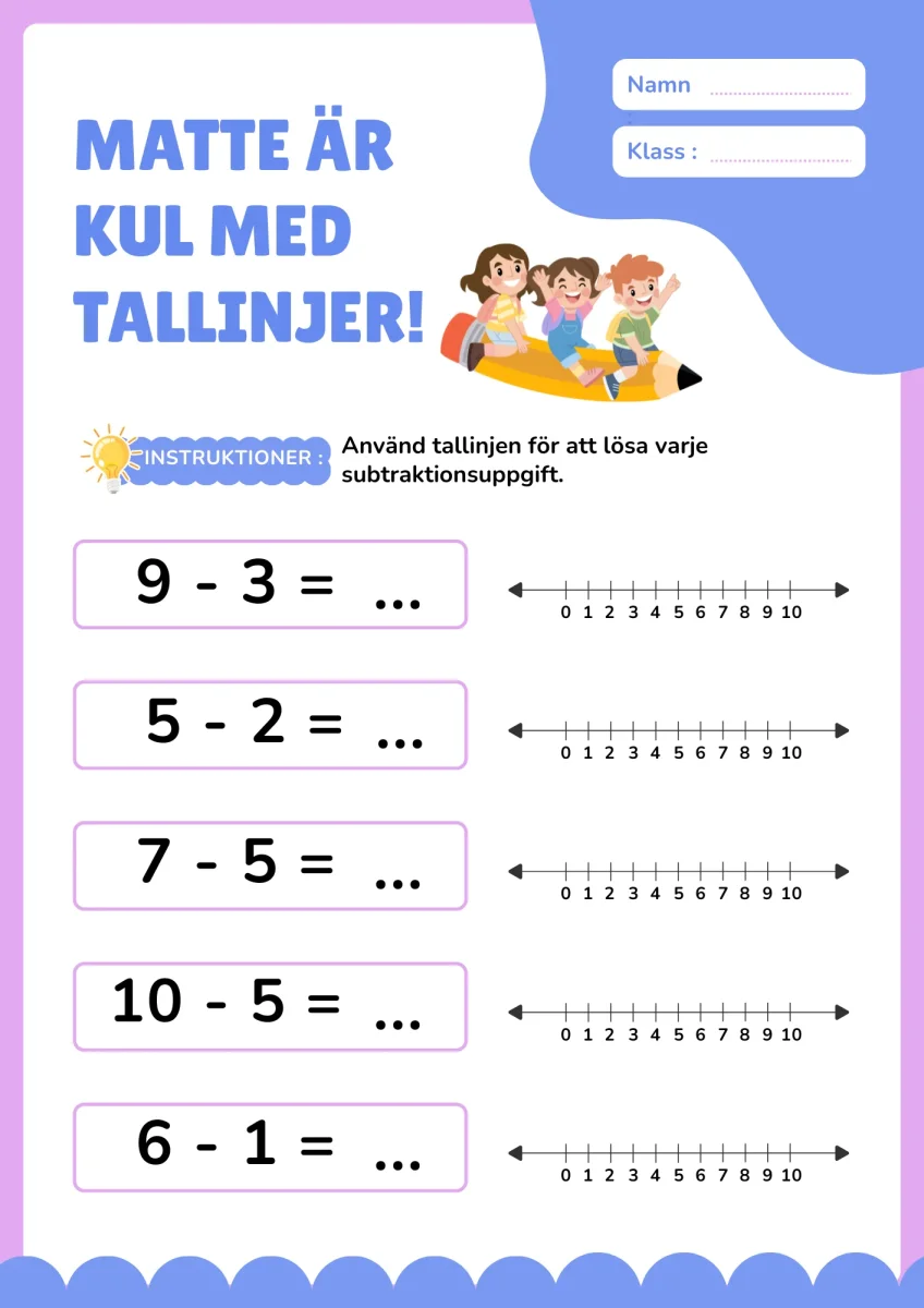 Matte är kul med tallinjer - Addition och subtraktion - Bild 2