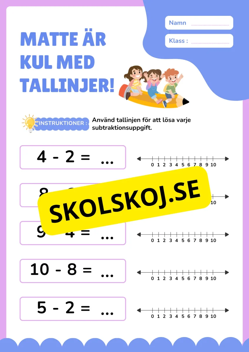 Matte är kul med tallinjer - Addition och subtraktion - Bild 4