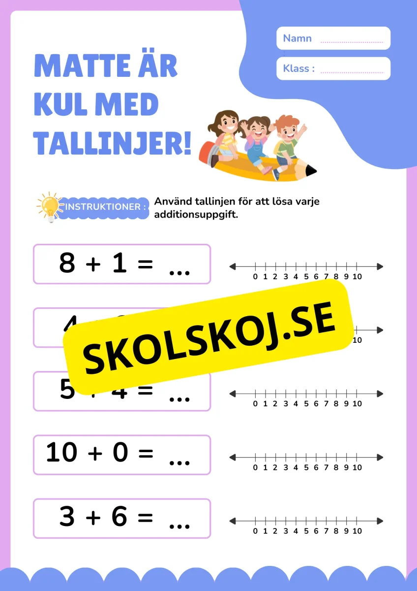 Matte är kul med tallinjer - Addition och subtraktion - Bild 5
