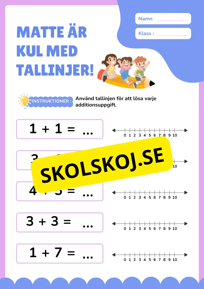 Matte är kul med tallinjer - Addition och subtraktion - Bild 3
