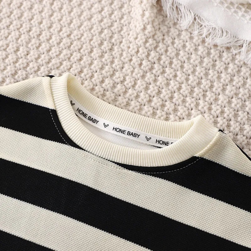 Sommar Barnset Randig T-shirt & Shorts – Bekväm & Andningsbar Bomull för 0–6 År - Bild 7