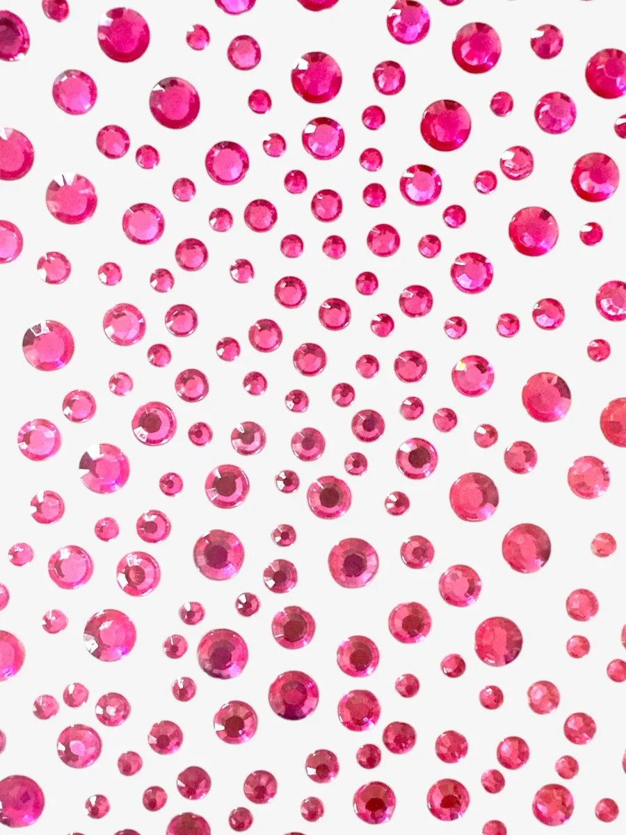 1 ark - Ansiktssmycken och strass-klistermärken med rosa stenar - Bild 2