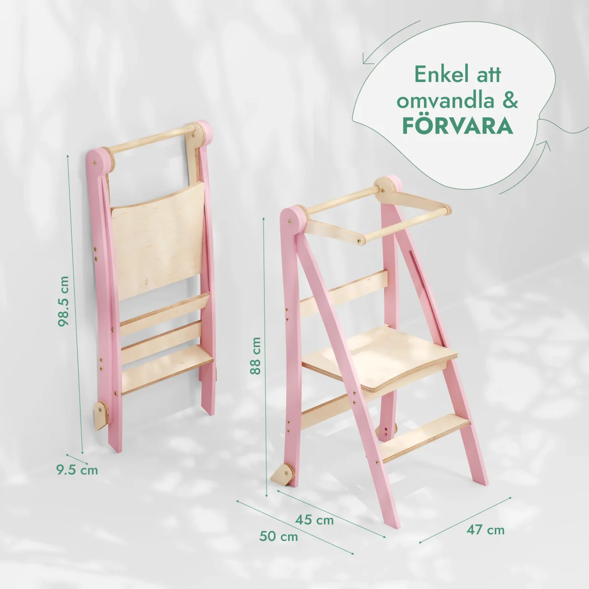 Montessori lärartorn: Fällbar trampstol för småbarn - Rosa - Bild 3