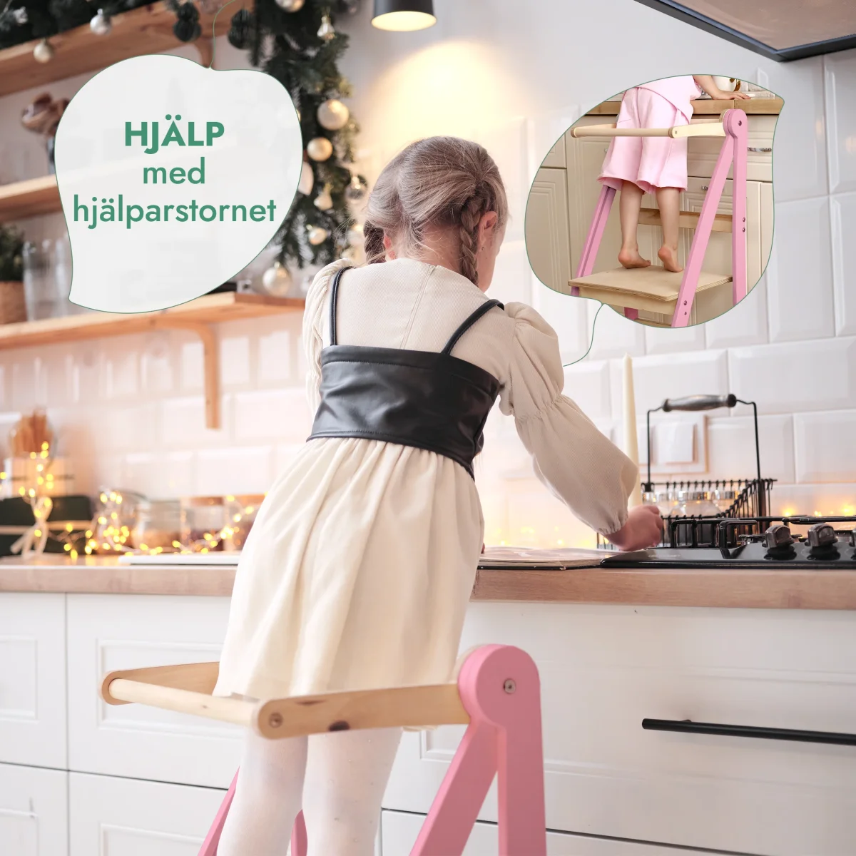 Montessori lärartorn: Fällbar trampstol för småbarn - Rosa - Bild 6