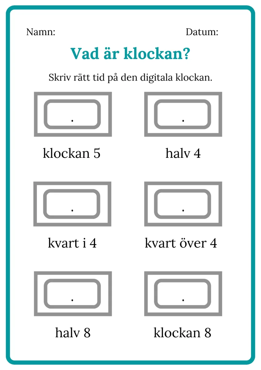Vad är klockan - Digitala klockan