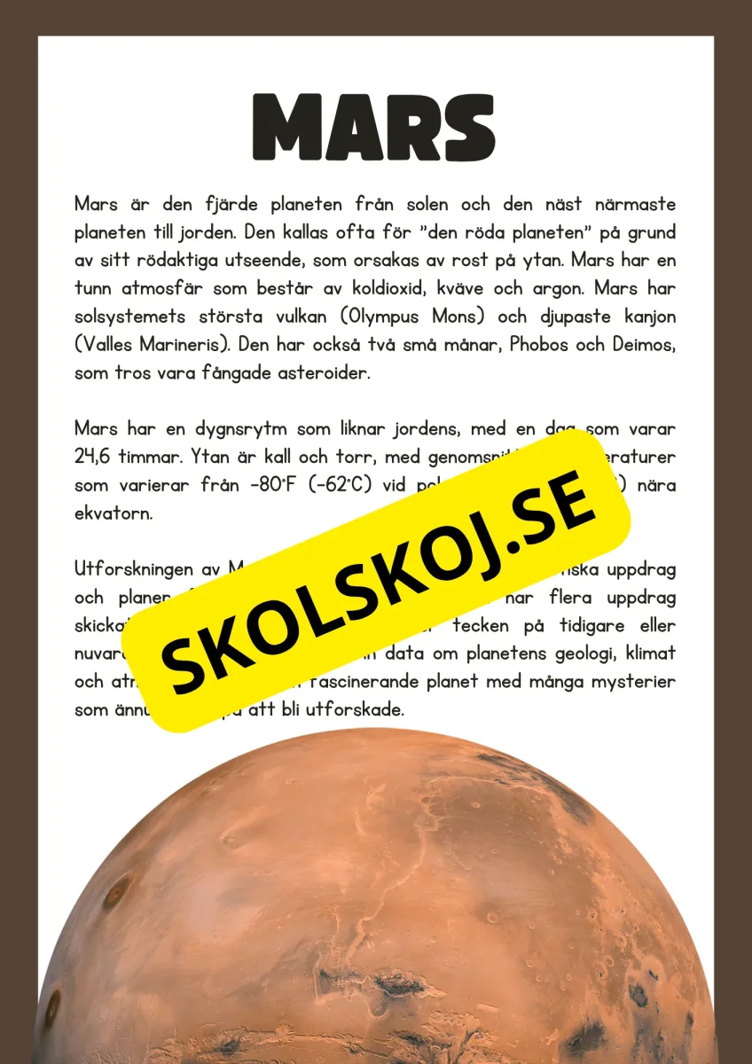 Våra 8 planeter - Läsförståelse - Häfte - Bild 9
