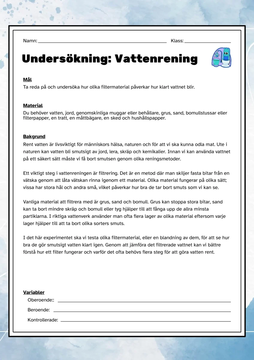 Undersökning Vattenrening - Experiment - Bild 2