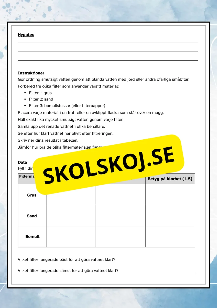 Undersökning Vattenrening - Experiment - Bild 3